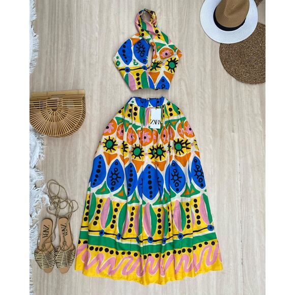 RARE!!! ZARA BLOGGER FAVE!!! Co-Ord Set Crop Top and A-Line Midi Skirt NWT - Picture 15 of 16